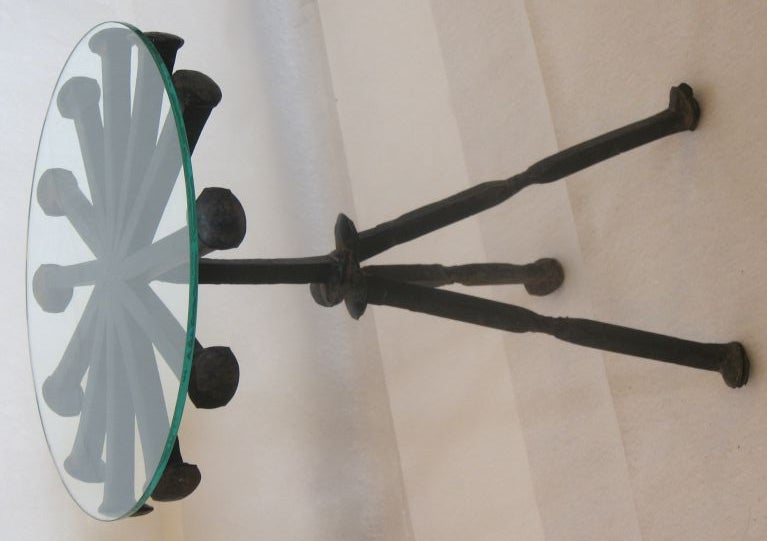 End Table Handcrafted from Railroad Spikes