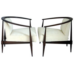 Pair of  Tomlinson Walnut Lounge Chairs Danish Modern
