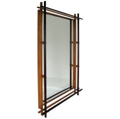 Rosewood and Brazilian Pine Modernist Mirror