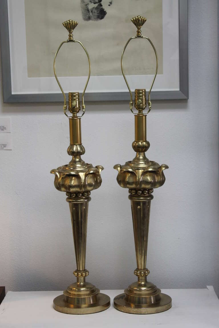 Pair of Gilt Bronze Table Lamps