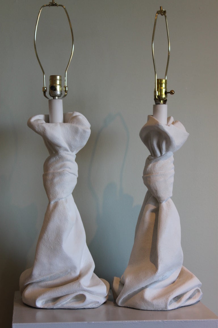 Knotted Plaster Table Lamps, manner of John Dickinson