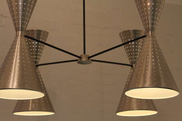 American Massive Mid Century Cone Chandelier from Bowling Alley