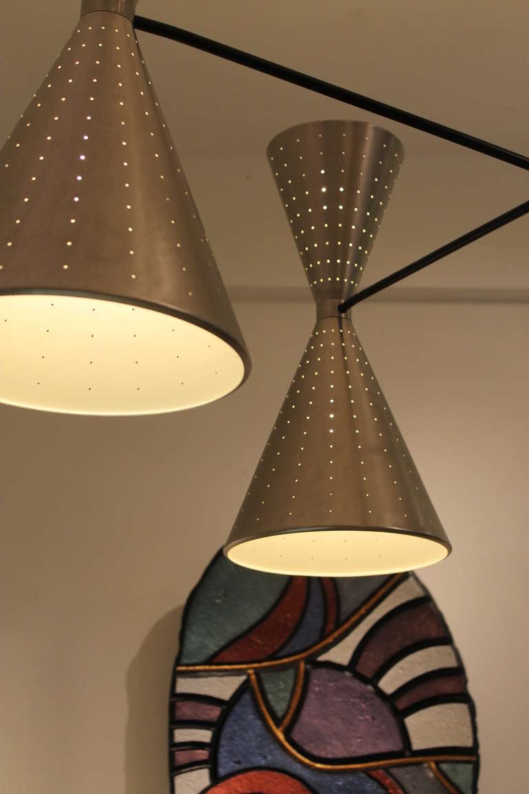 Massive Mid Century Cone Chandelier from Bowling Alley In Excellent Condition In Palm Springs, CA