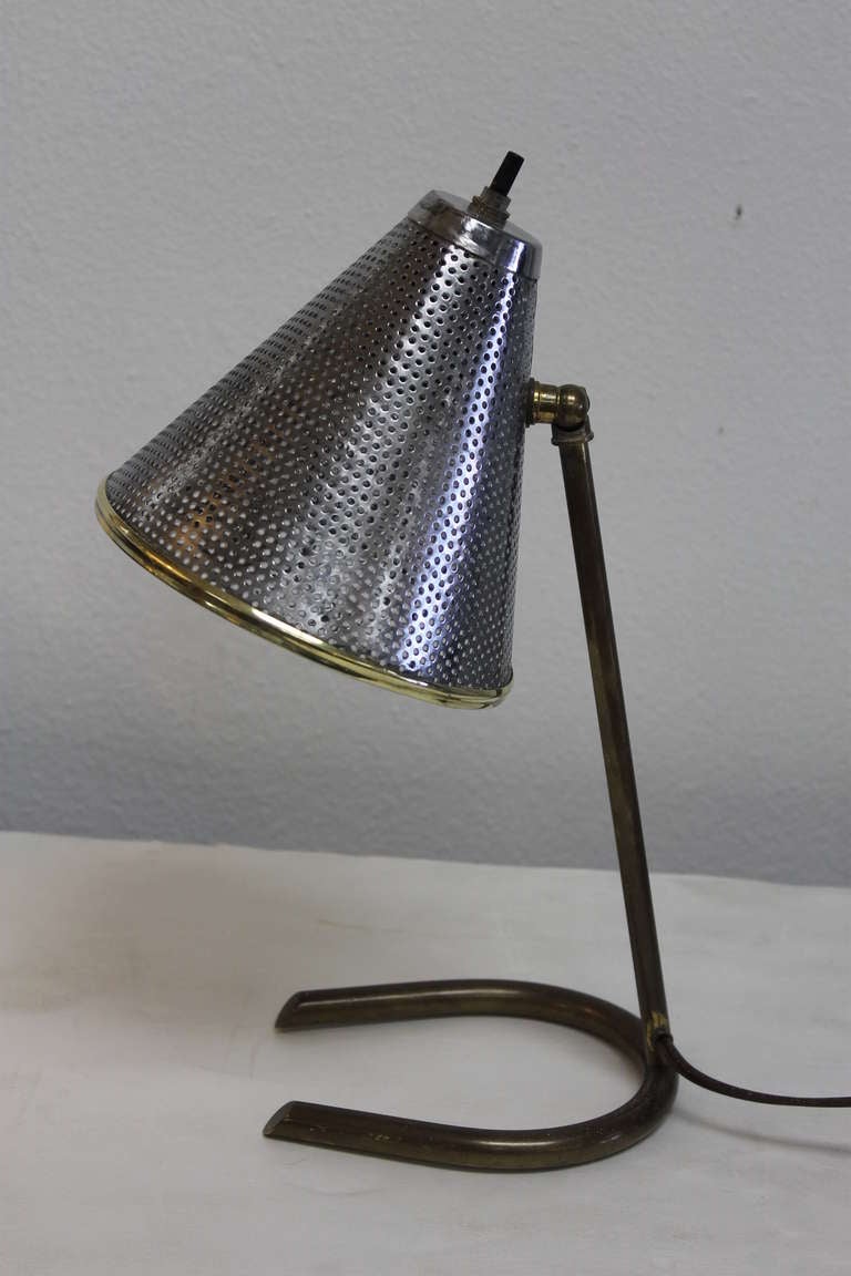 French Perforated Cone Table Lamp In Excellent Condition In Palm Springs, CA