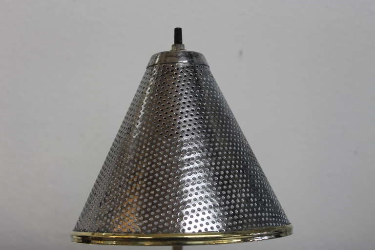 Brass French Perforated Cone Table Lamp