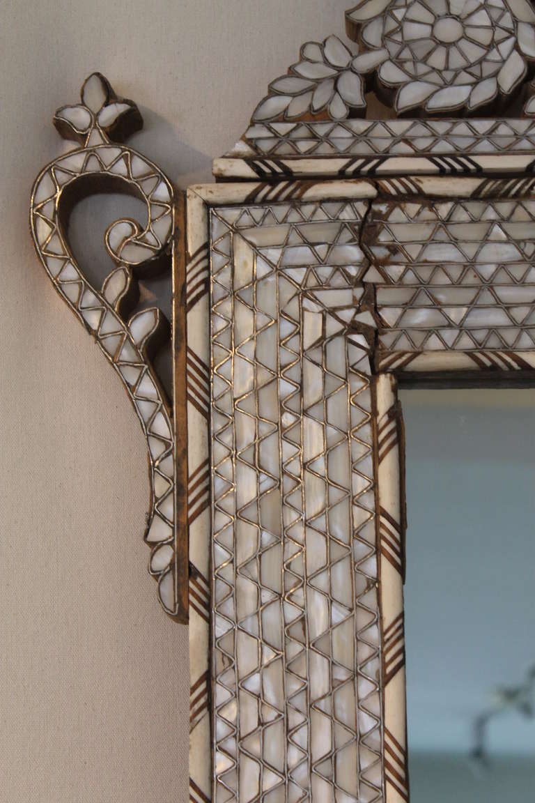 Mother-of-Pearl Moroccan Bone and Mother of Pearl Inlay Mirror