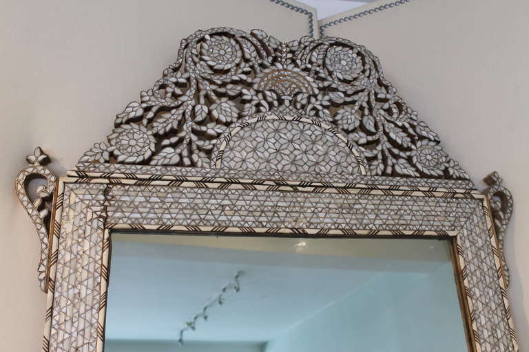 Moroccan Bone and Mother of Pearl Inlay Mirror 1