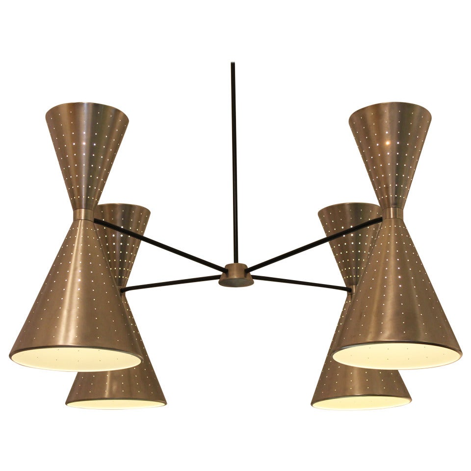 Massive Mid Century Cone Chandelier from Bowling Alley