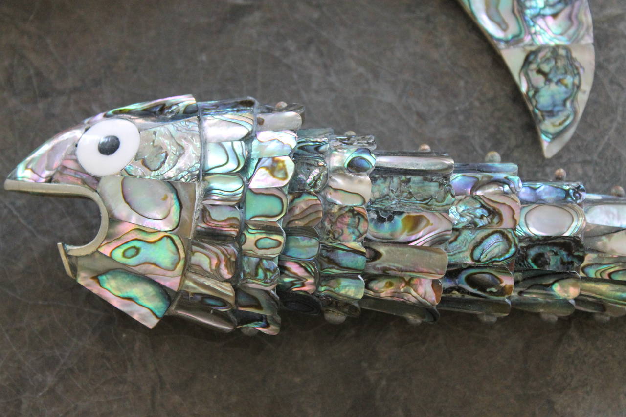 Collection of Vintage Mexican Articulated Abalone Fish 4