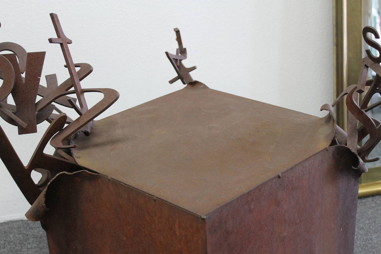 Cut Steel Steel Letter Box Pedestal / Sculpture