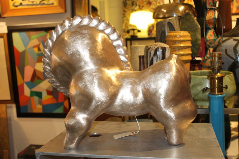 Contemporary Cast Bronze Abstract Horse Sculpture, manner of Russel Wright