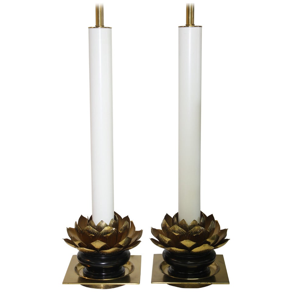 Pair of Lotus Leaf Lamps by the Stiffel Lamp Co.
