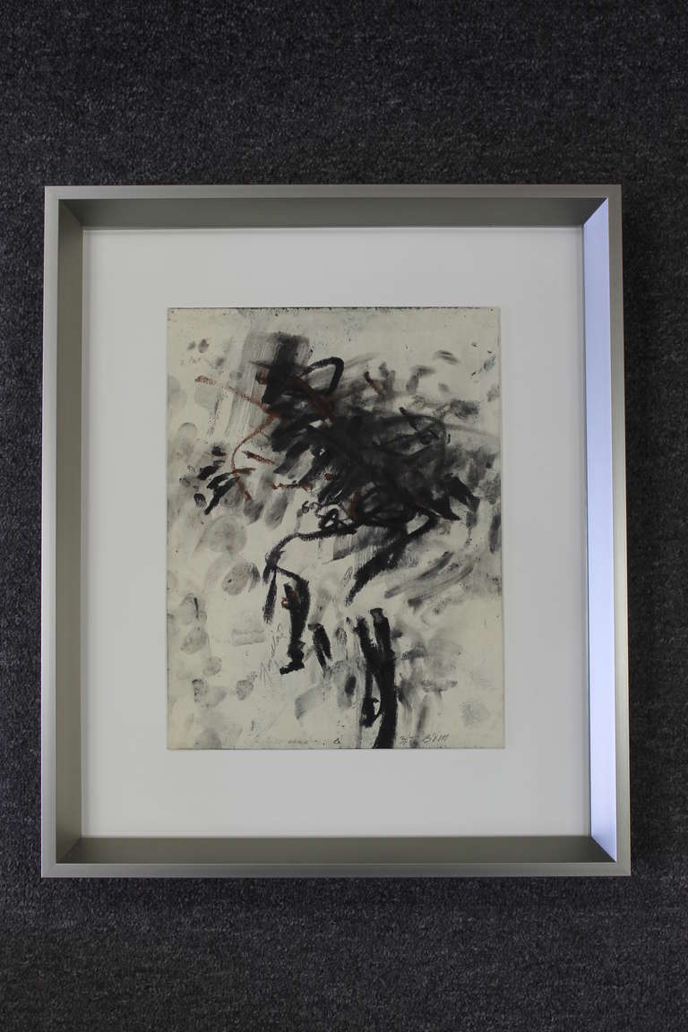 Duane 'Richard' Raoul Faralla (1916 - 1996) chalk abstract painting.  Signed and dated 1977.  Unframed it measures 9