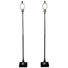 Retro Pair of Chapman Trumpet Floor Lamps