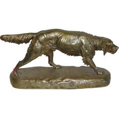 Bronze Setter Dog Sculpture
