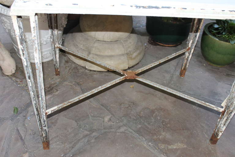 20th Century French Marble / Iron Garden Table