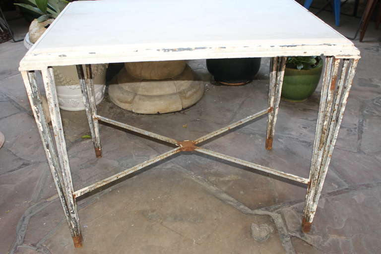 French Marble / Iron Garden Table In Good Condition In Palm Springs, CA