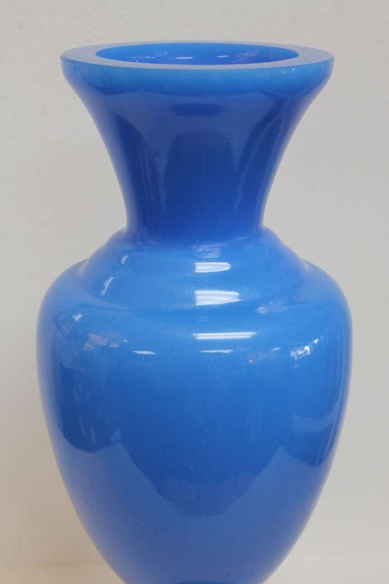 Monumental Bristol Blue Glass Vase