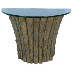 Vintage Faux Bois Demilune Entry Table 7