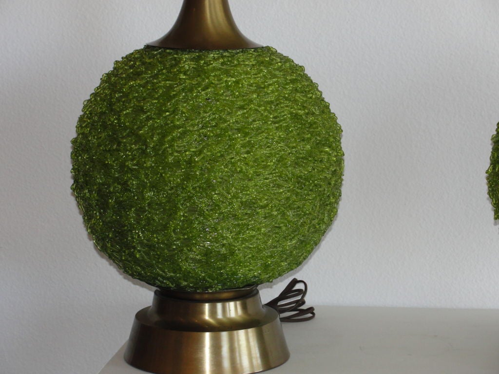 Mid-20th Century Pair of green Spaghetti lamps