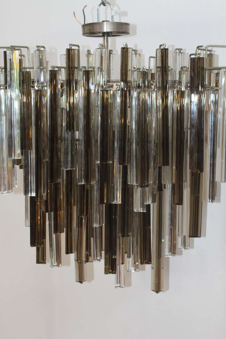 Crystal Chandelier, Camer Glass, Italy In Excellent Condition In Palm Springs, CA