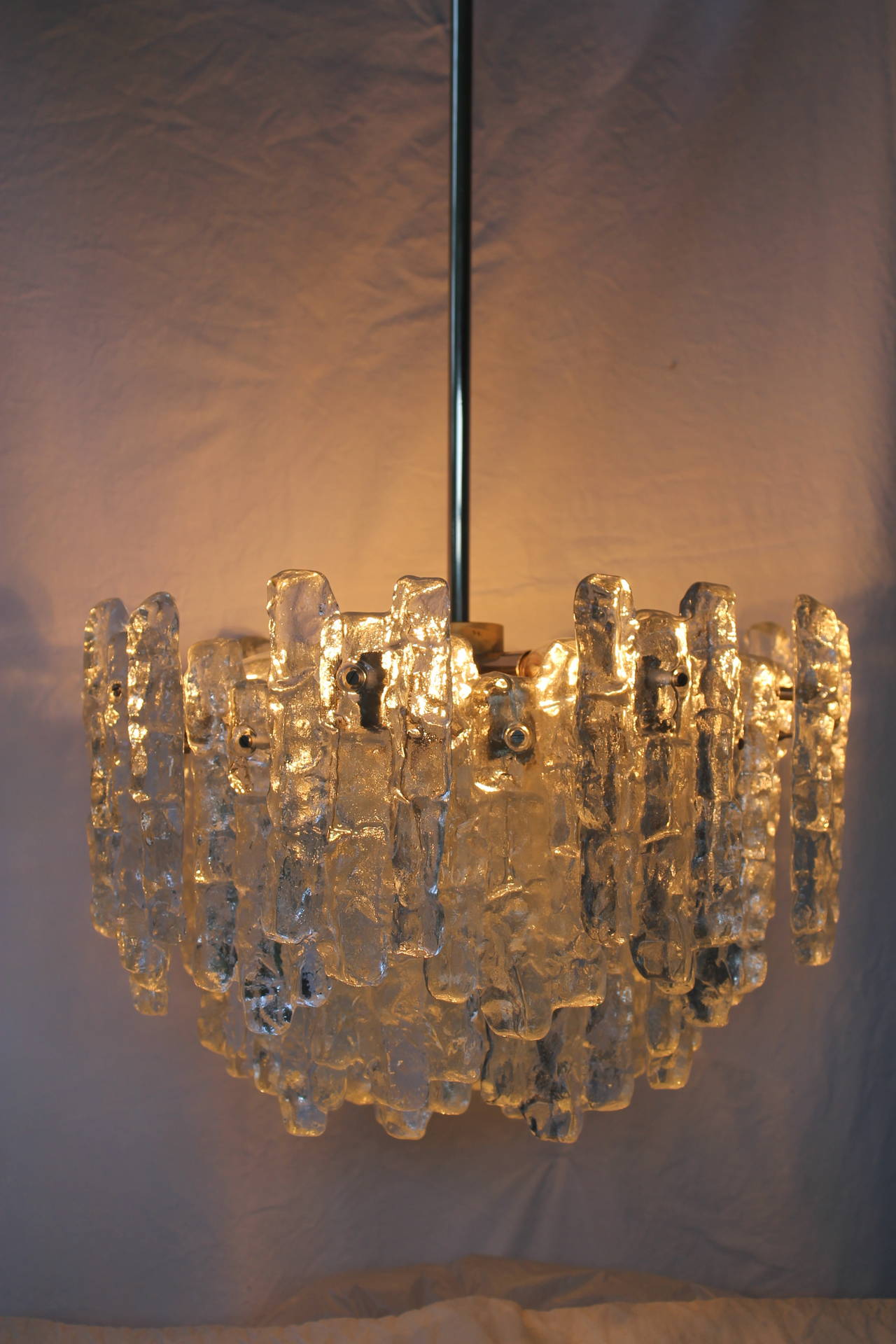 Austrian crystal chandelier by Kalmar, circa 1960s. Partial Kalmar label remains. Measures: Width 16