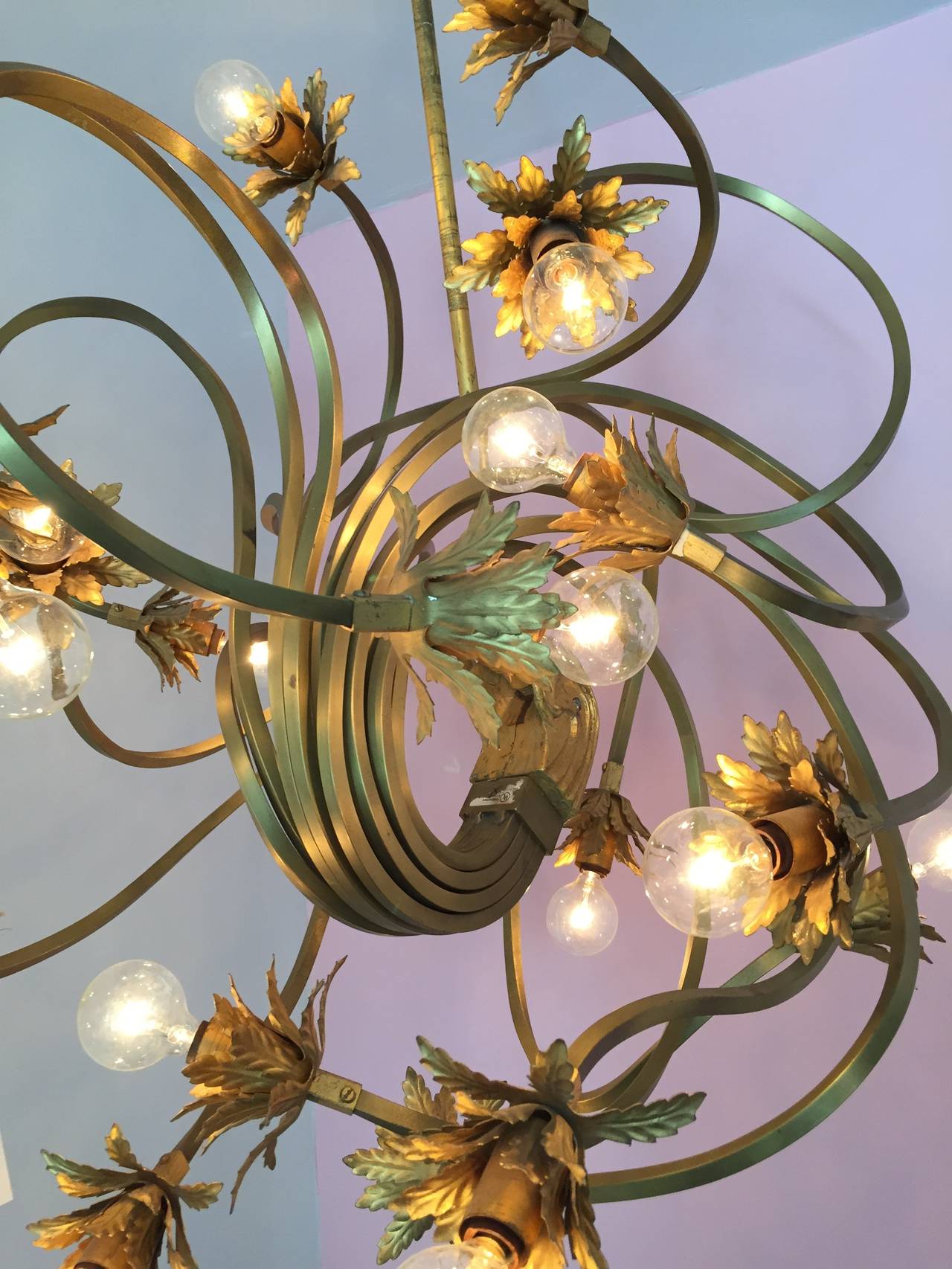 Whimsical brass chandelier from Las Vegas, Nevada.  Chandelier measures 21