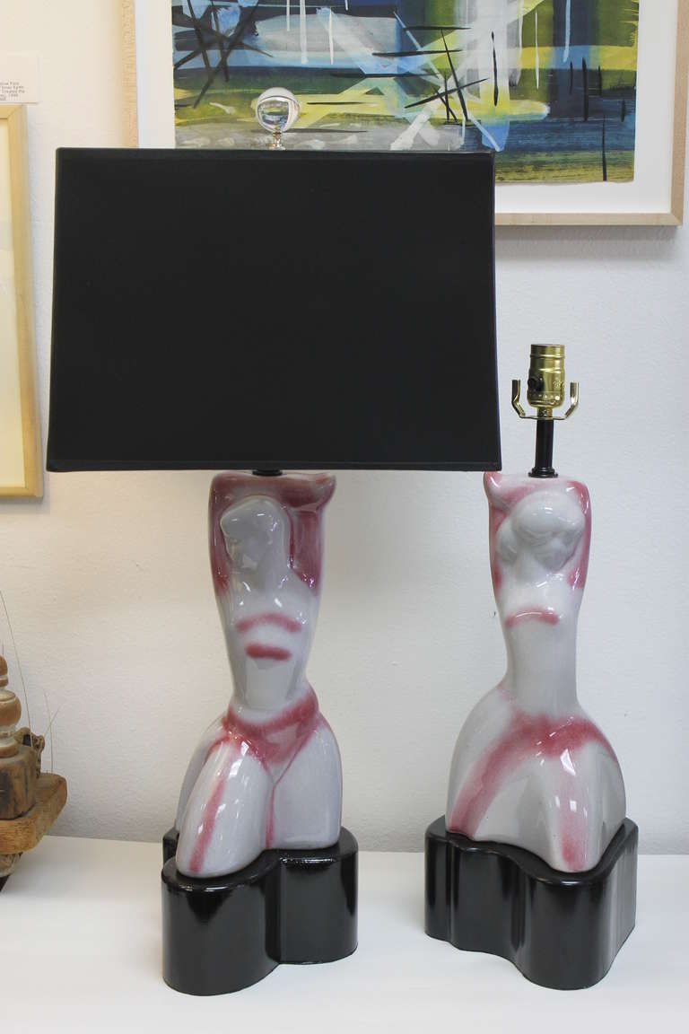 Pair of Ceramic Lamps, Attributed to Heifetz In Good Condition For Sale In Palm Springs, CA