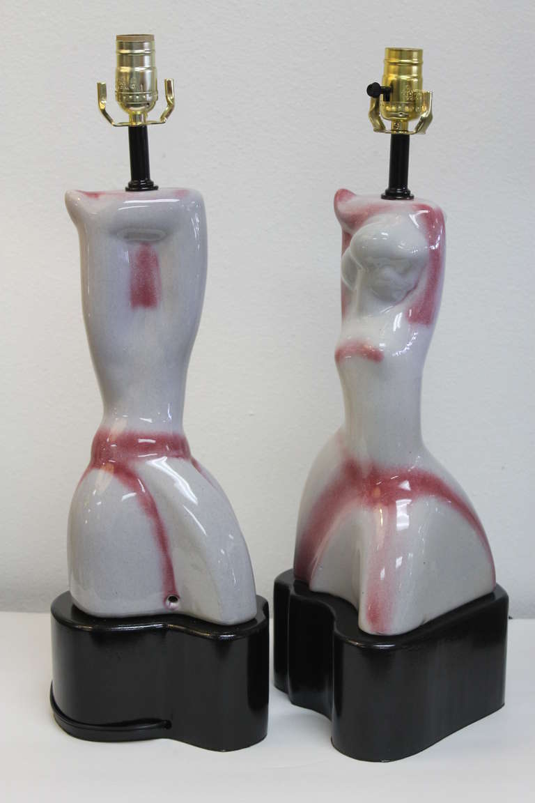Pair of Ceramic Lamps, Attributed to Heifetz For Sale 2