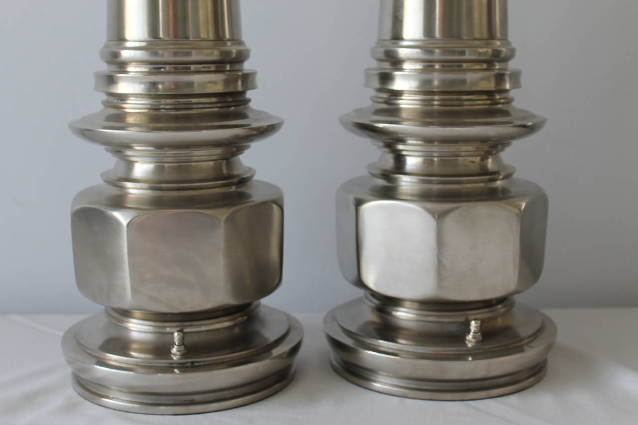American Pair of Chrome Lamps by the Stiffel Lamp Co.