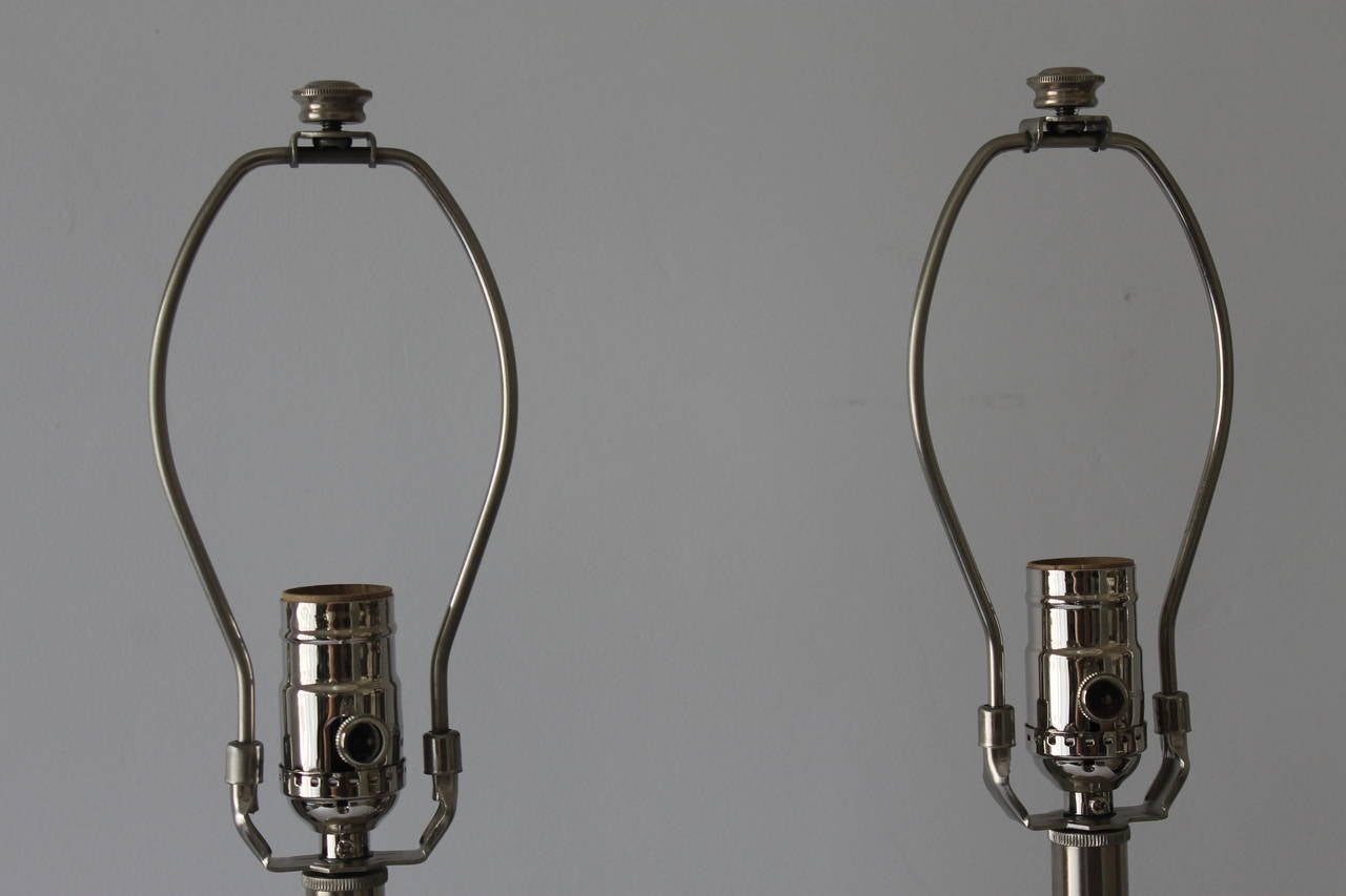 Mid-20th Century Pair of Chrome Lamps by the Stiffel Lamp Co.