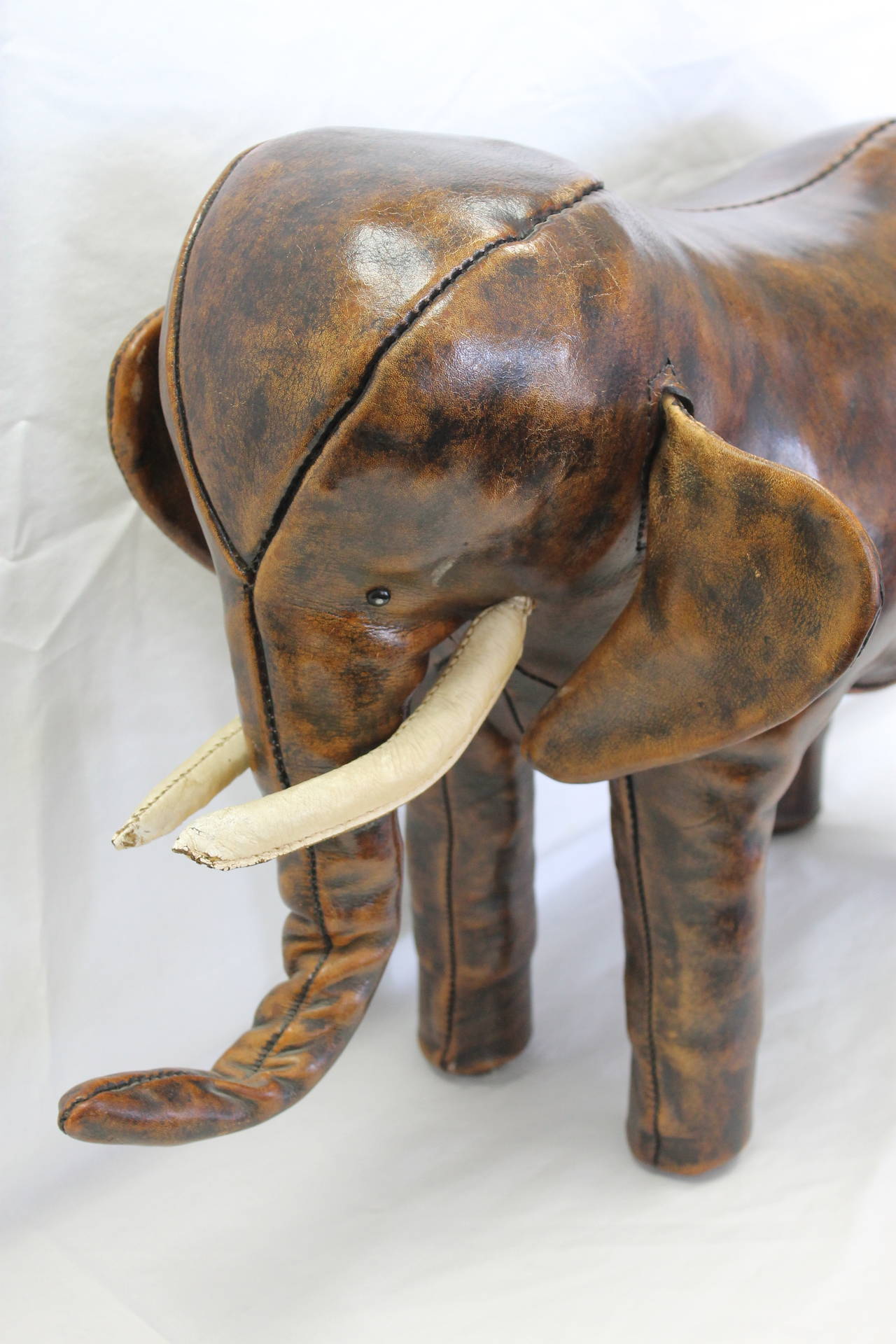 Mid-Century Modern Dimitri Omersa for Saks Fifth Avenue Leather Elephant Footstool