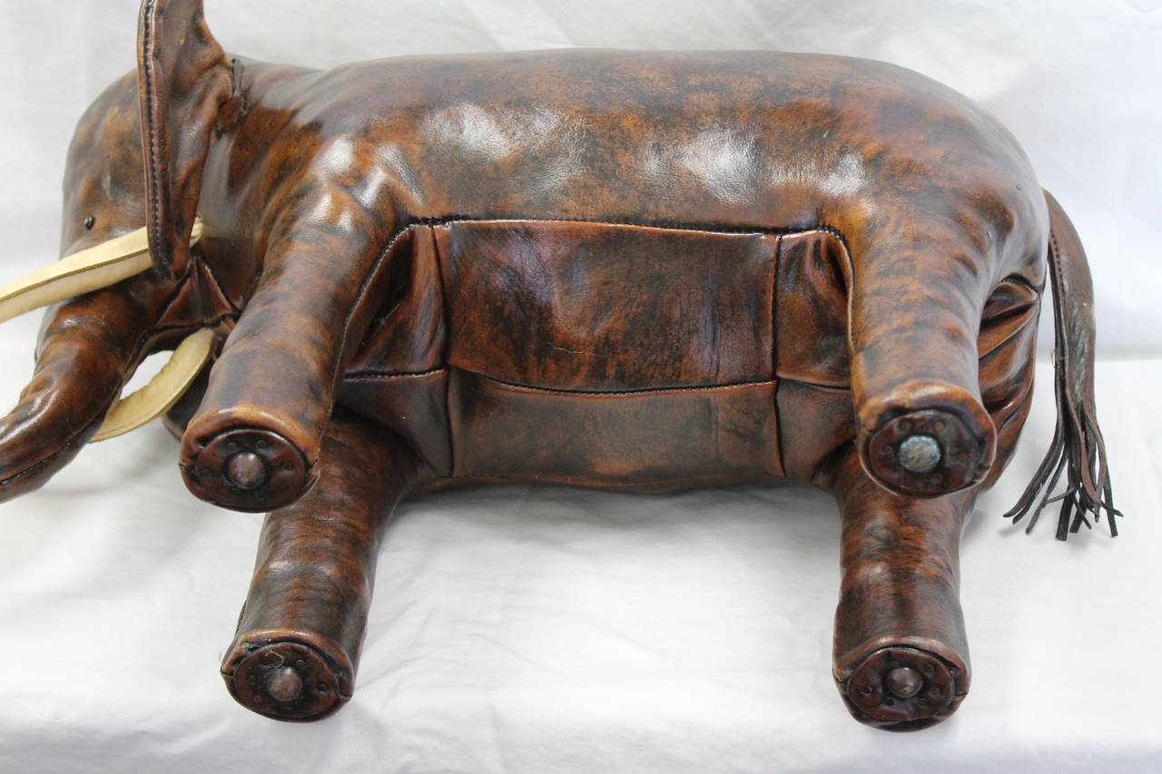 Dimitri Omersa for Saks Fifth Avenue Leather Elephant Footstool In Good Condition In Palm Springs, CA