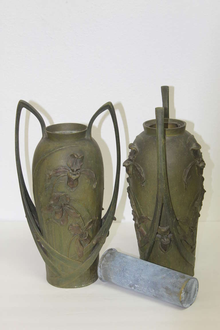 Art Nouveau Lady Slipper Orchid Vases by Blanche Poccard de Saintilau, 1902 3