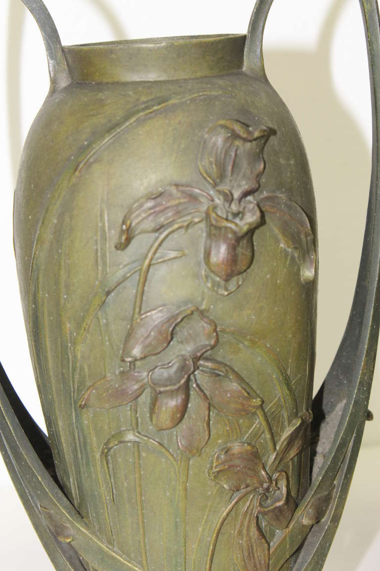 Art Nouveau Lady Slipper Orchid Vases by Blanche Poccard de Saintilau, 1902 1