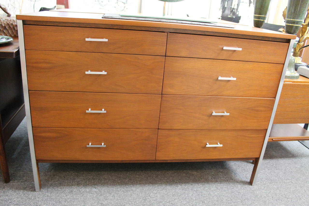 Paul McCobb chest of drawers/dresser from the Calvin Line with aluminum pulls.  Beautiful piece which has been lightly refinished.