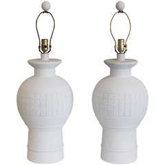 Pair of White Plaster Table Lamps