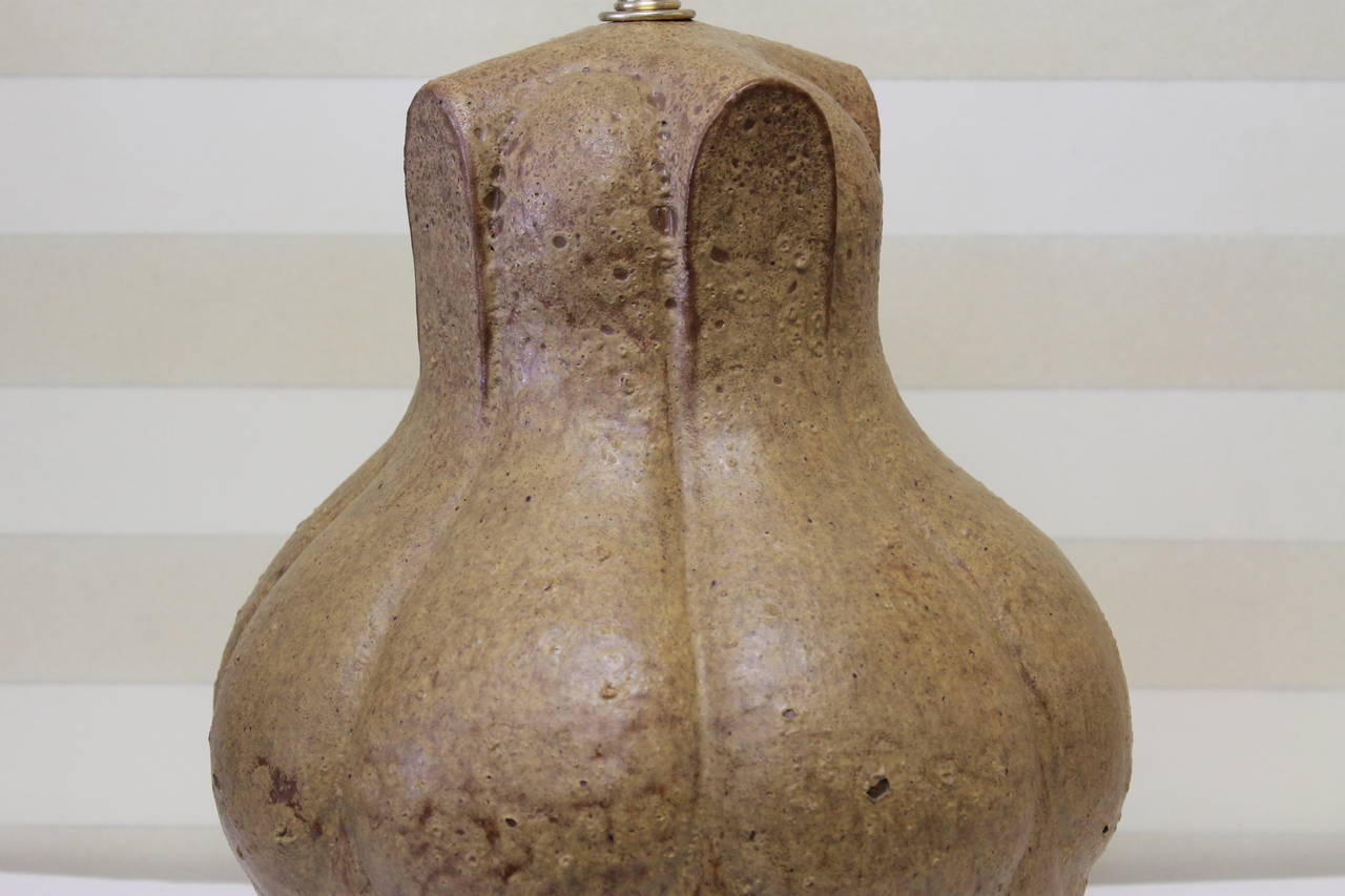 Mid-20th Century Gourd Ceramic Lamp