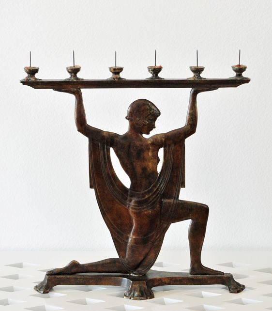 Emory P. Seidel (1881 - 1935) bronze candelabra for the Roman Bronze Works (new York).  Signed E.P. Seidel.