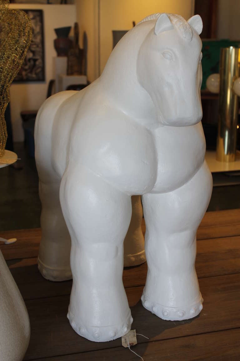 Cast Stone Botero Style Horse In Excellent Condition In Palm Springs, CA