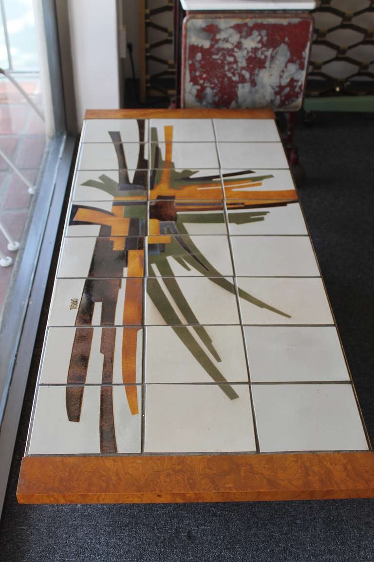 Tile Coffee Table by Cargil In Excellent Condition In Palm Springs, CA
