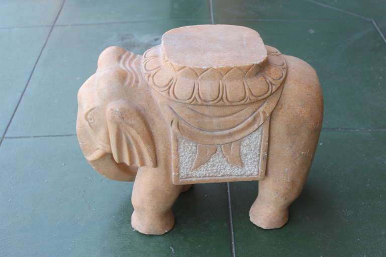 Pair of Carved Marble Elephants from Japan 2