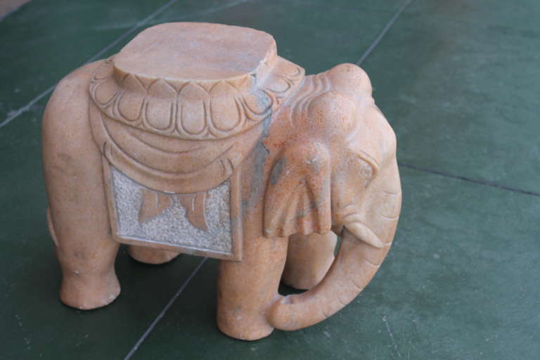 Pair of Carved Marble Elephants from Japan 4