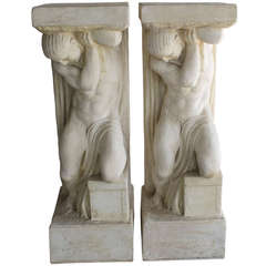 Pair of Roman God Columns, Circa 1930s