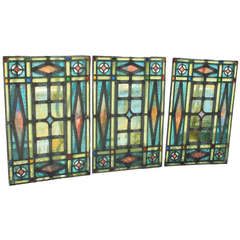 Victorian Era Leaded Glass Window Set