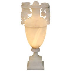 Vintage Carved Italian Alabaster Urn Lamp
