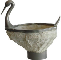 Retro Coral & Pewter Swan bowl