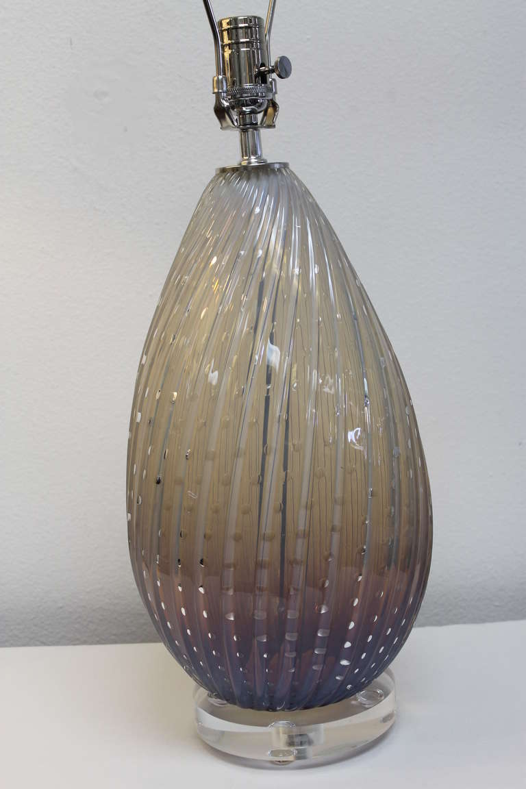 Italian Murano Clear/Violet Bulbous Lamp