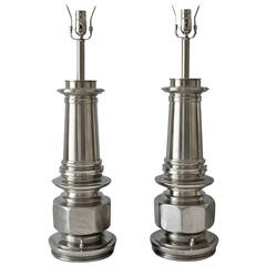 Pair of Chrome Lamps by the Stiffel Lamp Co. 7
