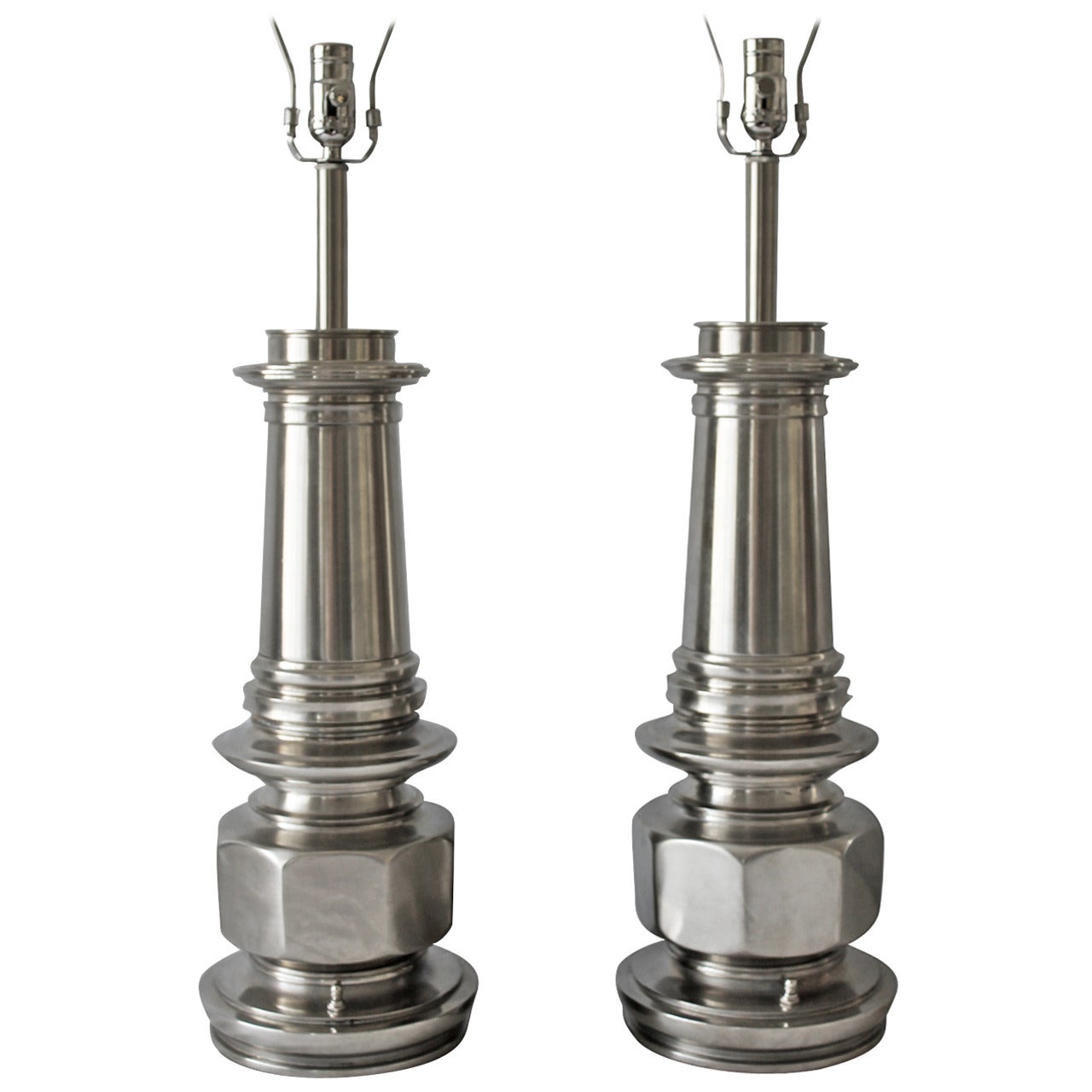 Pair of Chrome Lamps by the Stiffel Lamp Co.